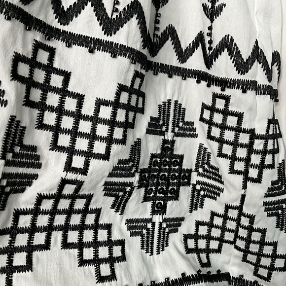 CHICO’S Cotton Poplin Embroidered and Beaded Balloon Sleeve Boho Blouse US Sz 2 - Picture 8 of 14